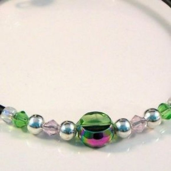 ❤️ NEW Bracelet Green & Pink Iridescent Beads - Picture 3 of 3
